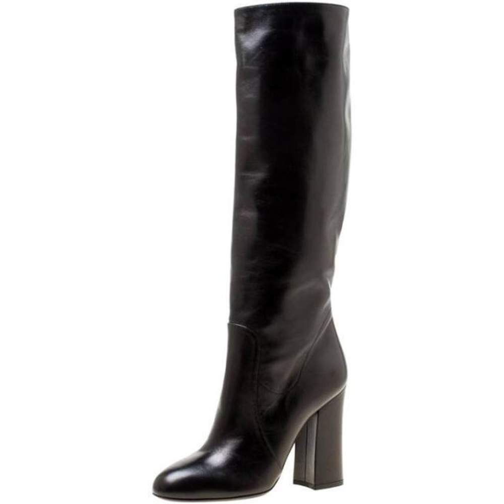 Dolce & Gabbana Black Leather Knee High Boots 40